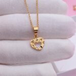 gold necklace heart hammered gold vermeil