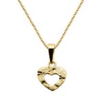 heart hammered necklace gold 925 silver