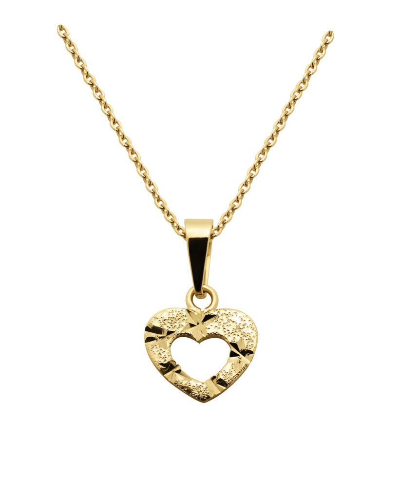heart hammered necklace gold 925 silver