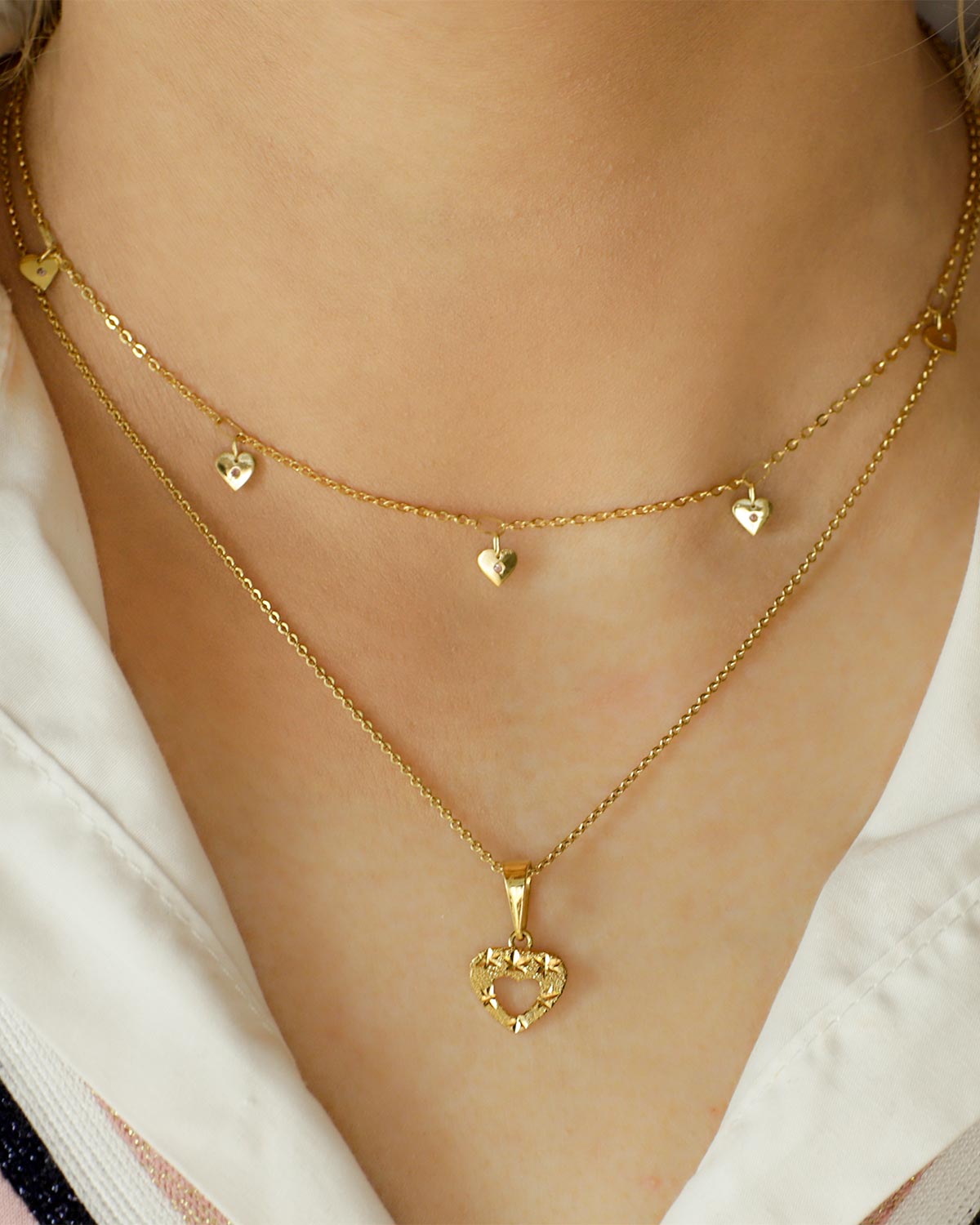 hearts pendant necklace gold plated