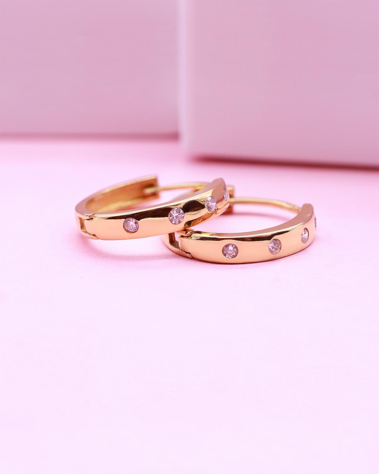 hoop earrings gold vermeil with 4 zirconias