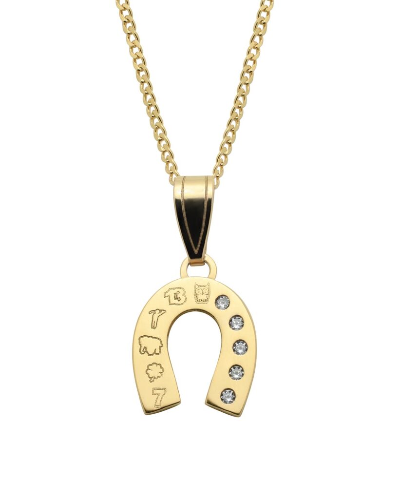 lucky charm necklace horseshoe gold