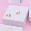 round circular stud earrings real gold