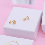 round circular stud earrings real gold