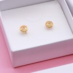 round small stud earrings gold