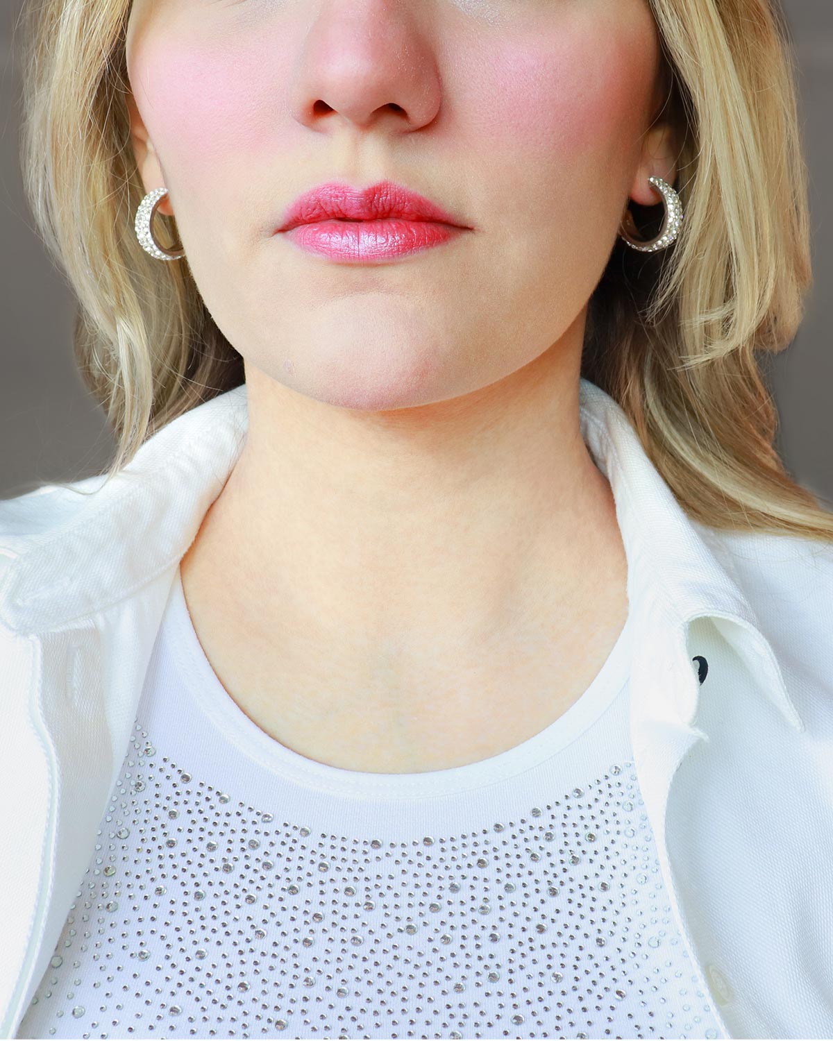 silver hoop earrings wide zirconias elegant