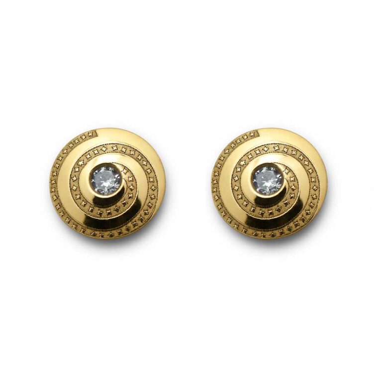 spiral stud earrings gold 925 silver