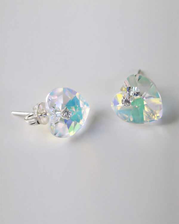 stone heart earrings 925 silver