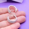 thick diamond hoop earrings silver