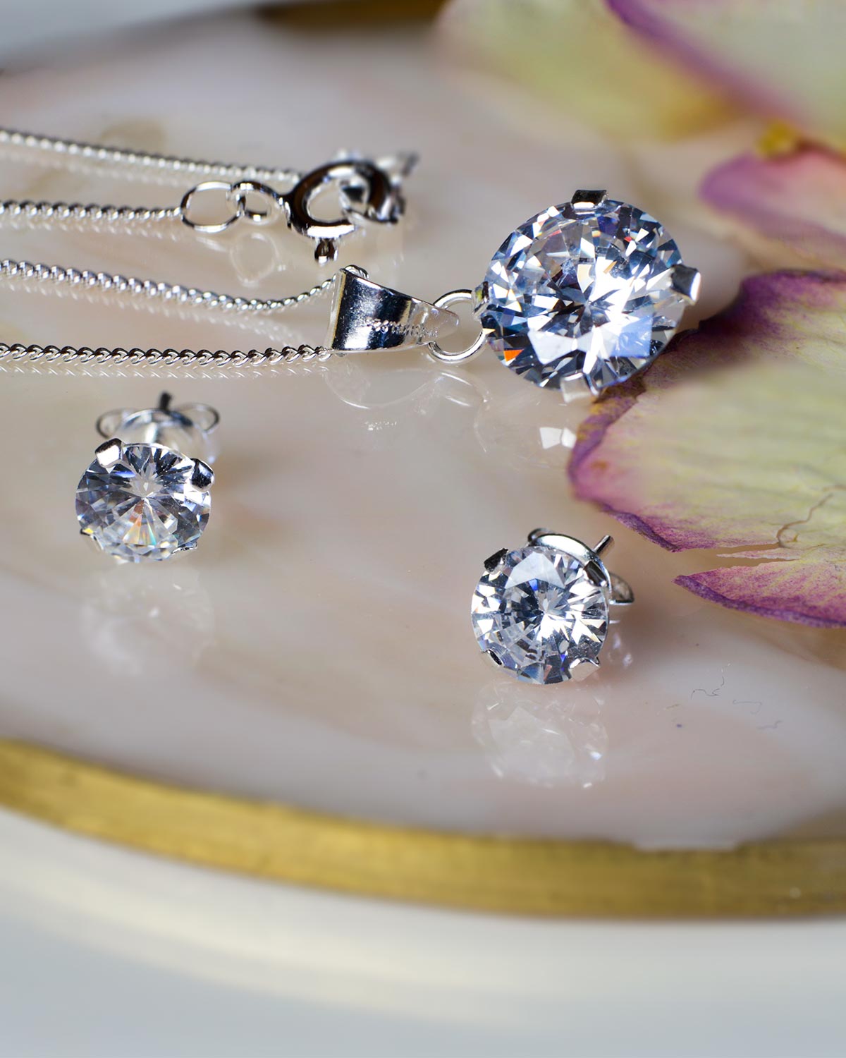 925 sterling silber simple set earrings necklace