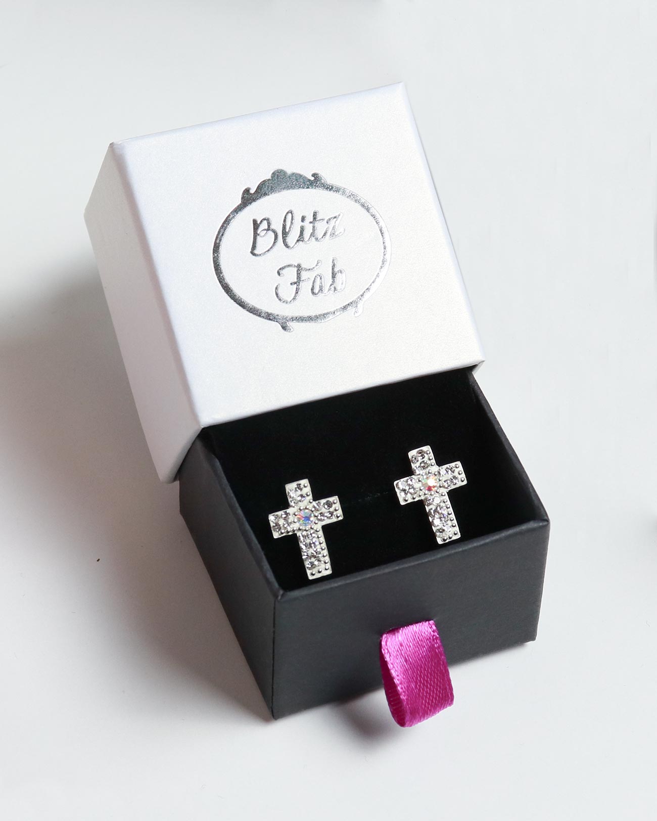 blitz fab cross earrings mexican silver 925
