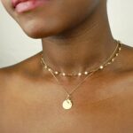 circle texture coin pendant gold vermeil 24k