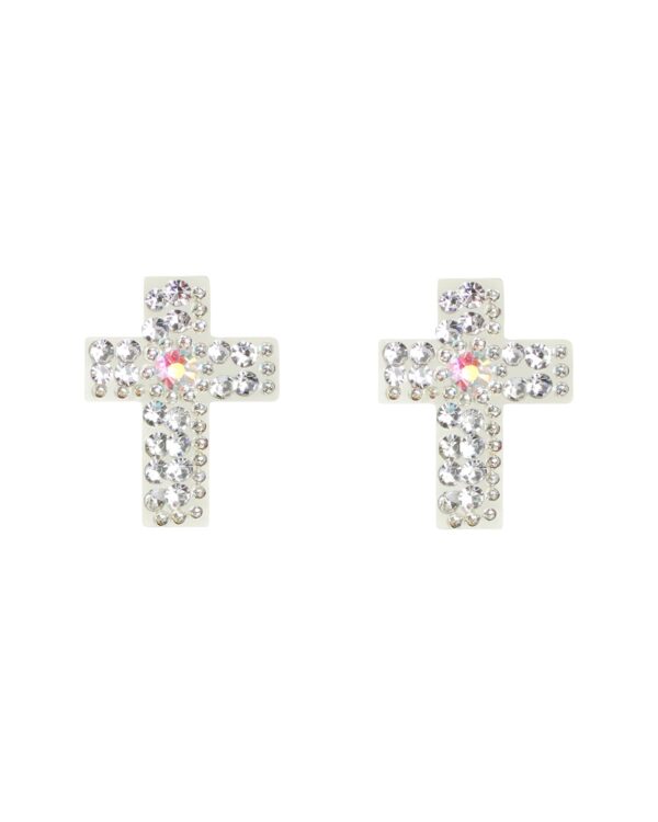 diamond cross earrings 925 sterling silver