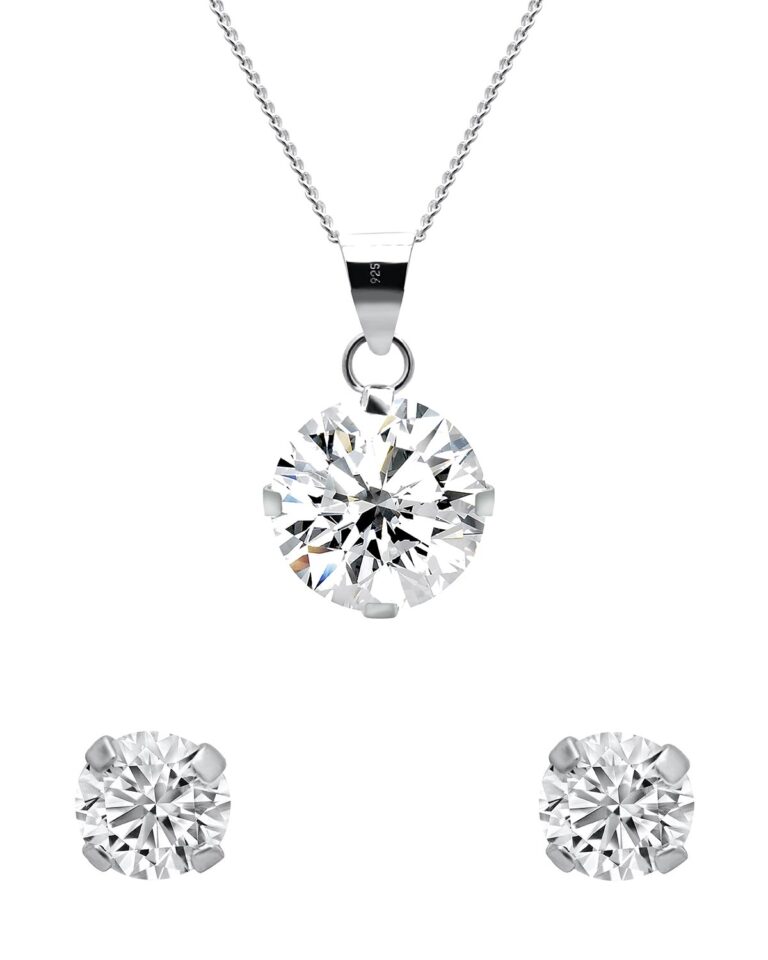 jewelry set silver 925 necklace and earrings
