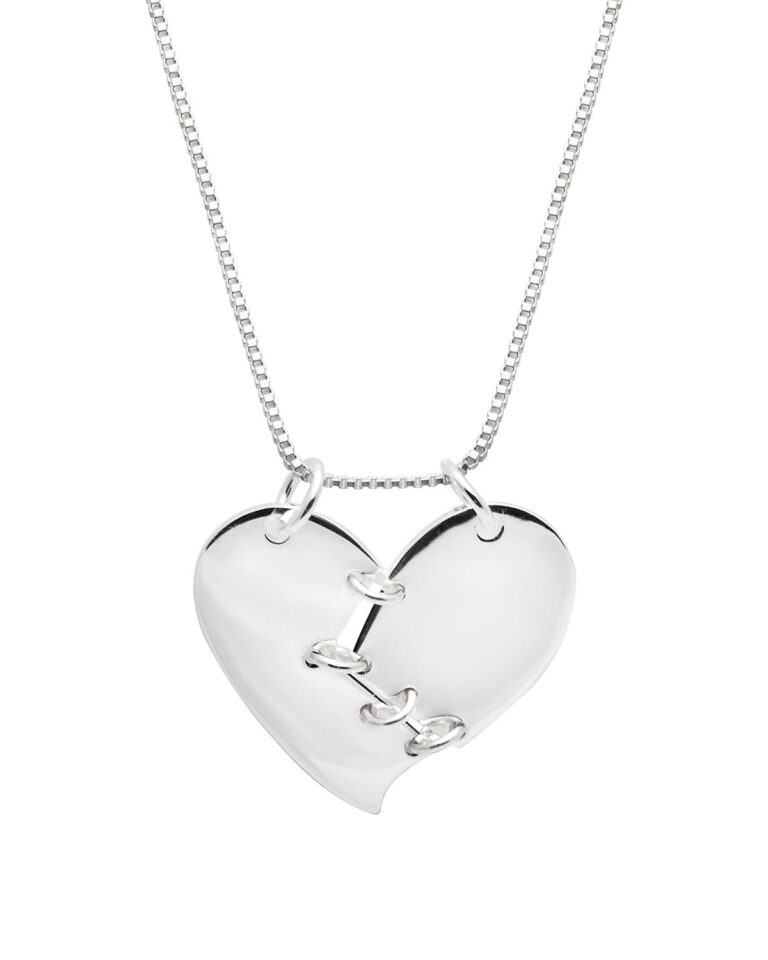 mended broken heart necklace 925 silver