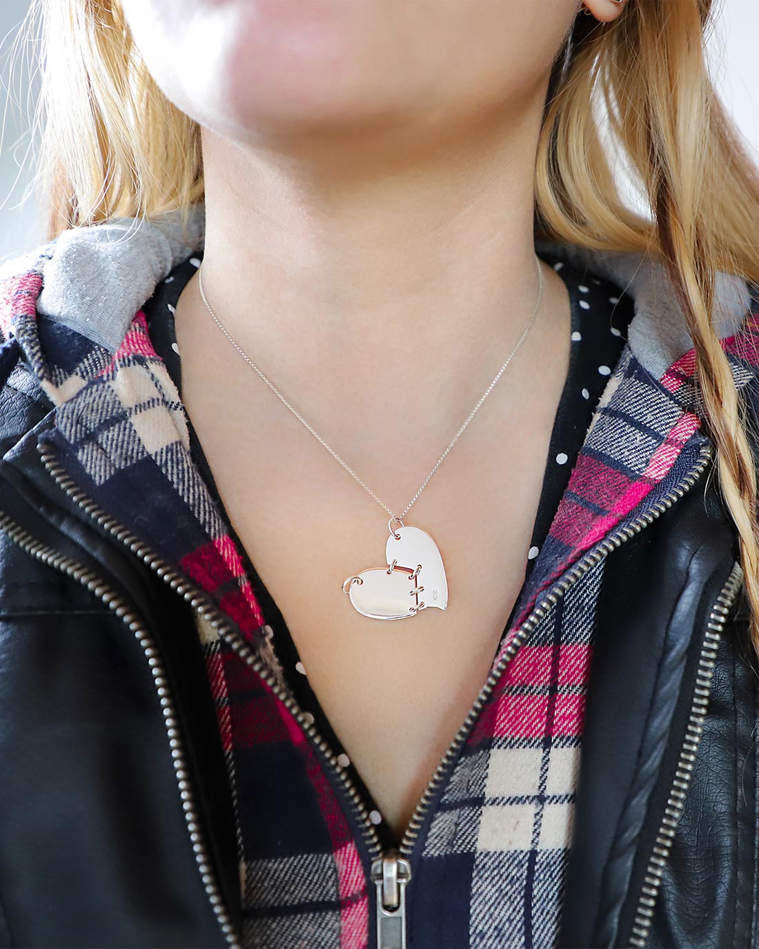 mended heart necklace 925 silver for women