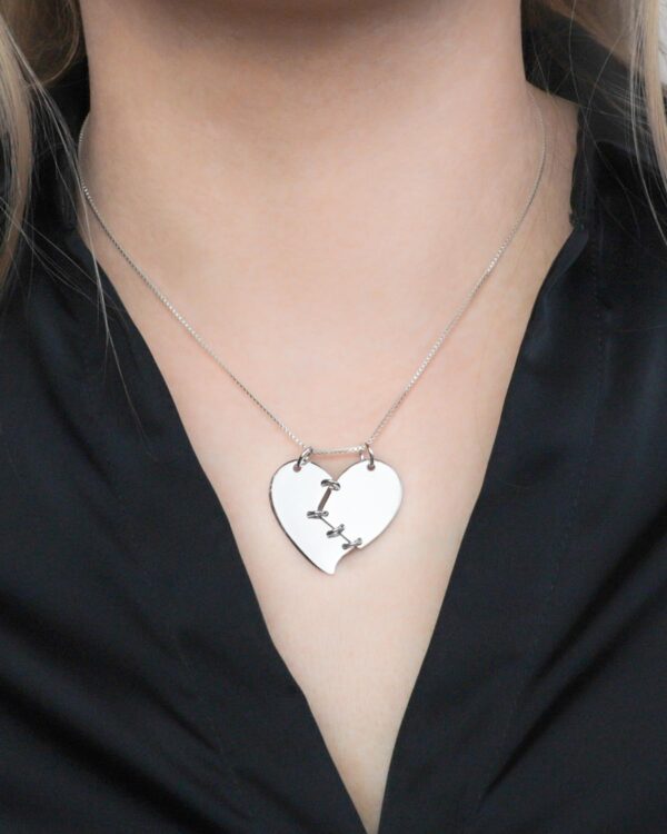 patched heart necklace 925 sterling silver
