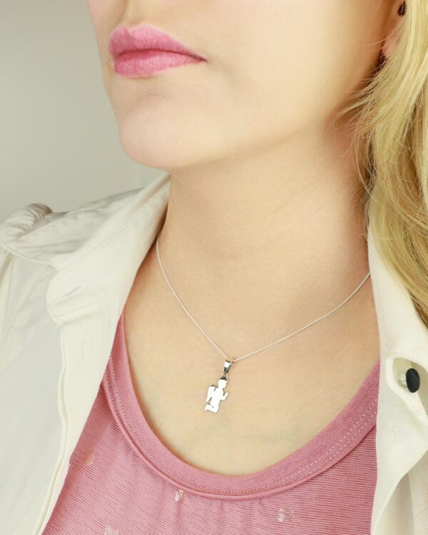 praying angel silver necklace 925