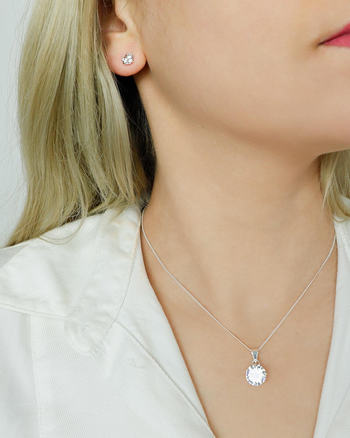 schmuckset rund zriconia 925 silber