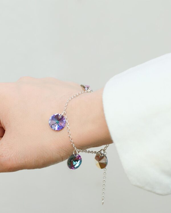 crystals blue purple bracelet 925 sterling silver