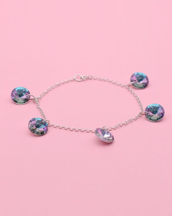 diamonds blue purple bracelet 925 sterling silver