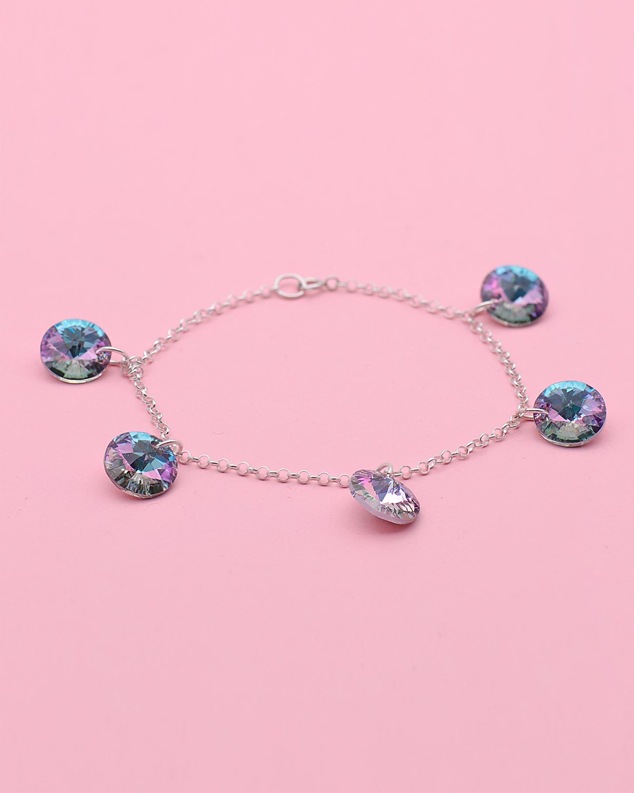 diamonds blue purple bracelet 925 sterling silver