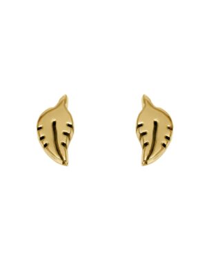 leaf earrings gold vermeil studs