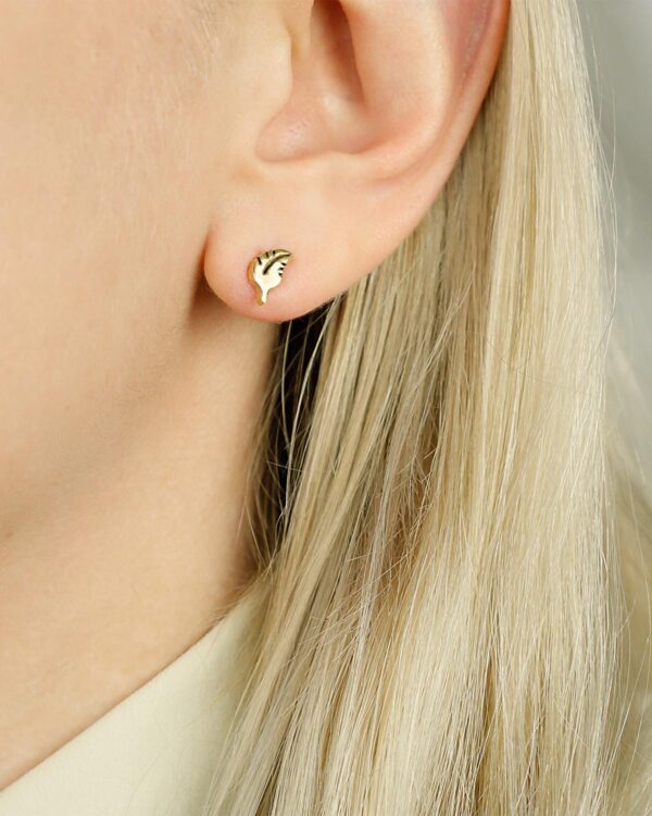 leaf stud earrings minimalist gold 925 silver