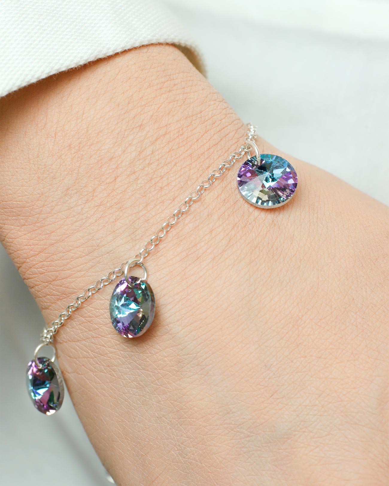 purple blue bracelet stones crystals 925 sterling silver
