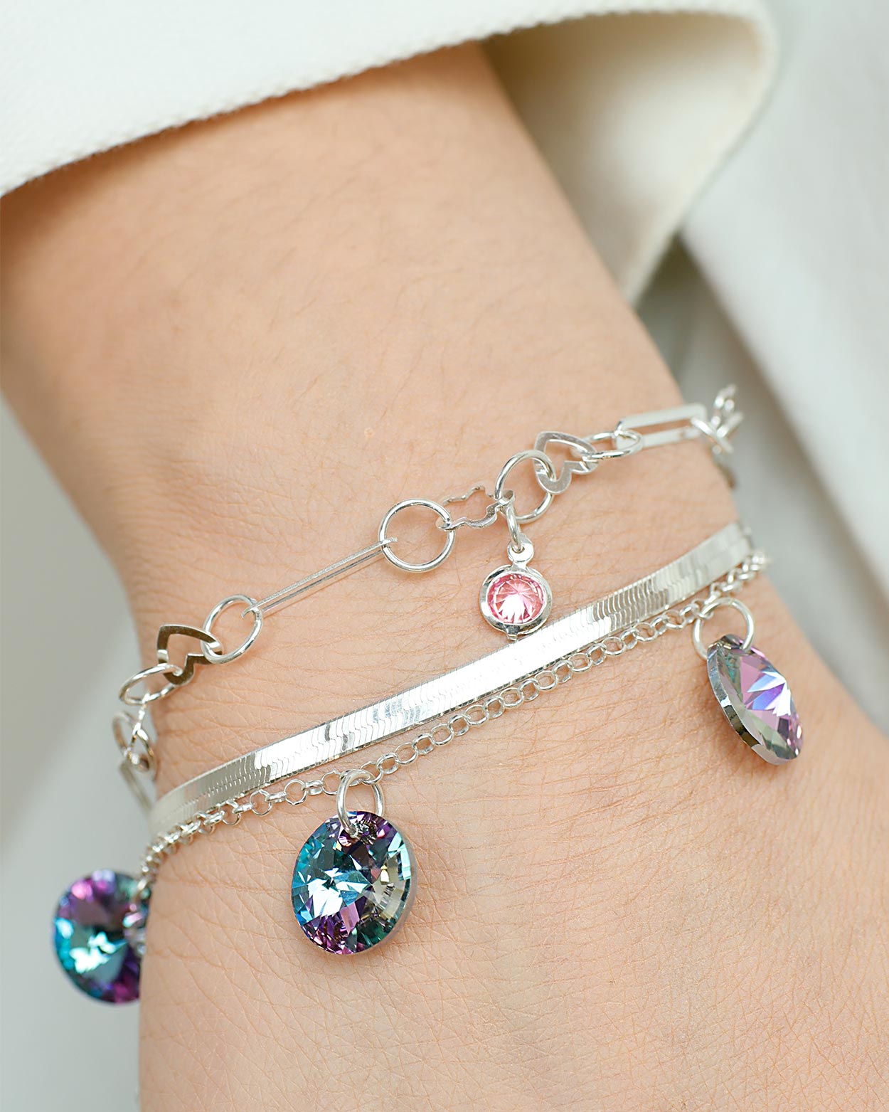 silver bracelet stacking 925