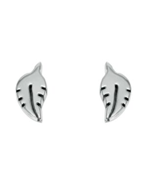 leaf shape silver stud earrings 925 sterling