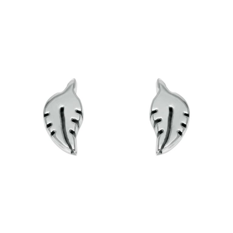 leaf shape silver stud earrings 925 sterling