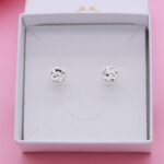 circular silver earrings studs 925