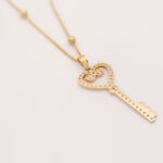 key statement necklace gold vermeil 24k