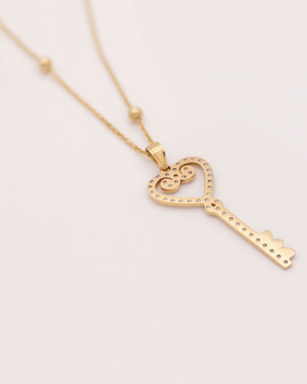 key statement necklace gold vermeil 24k