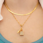 lock necklace gold vermeil 925 silver