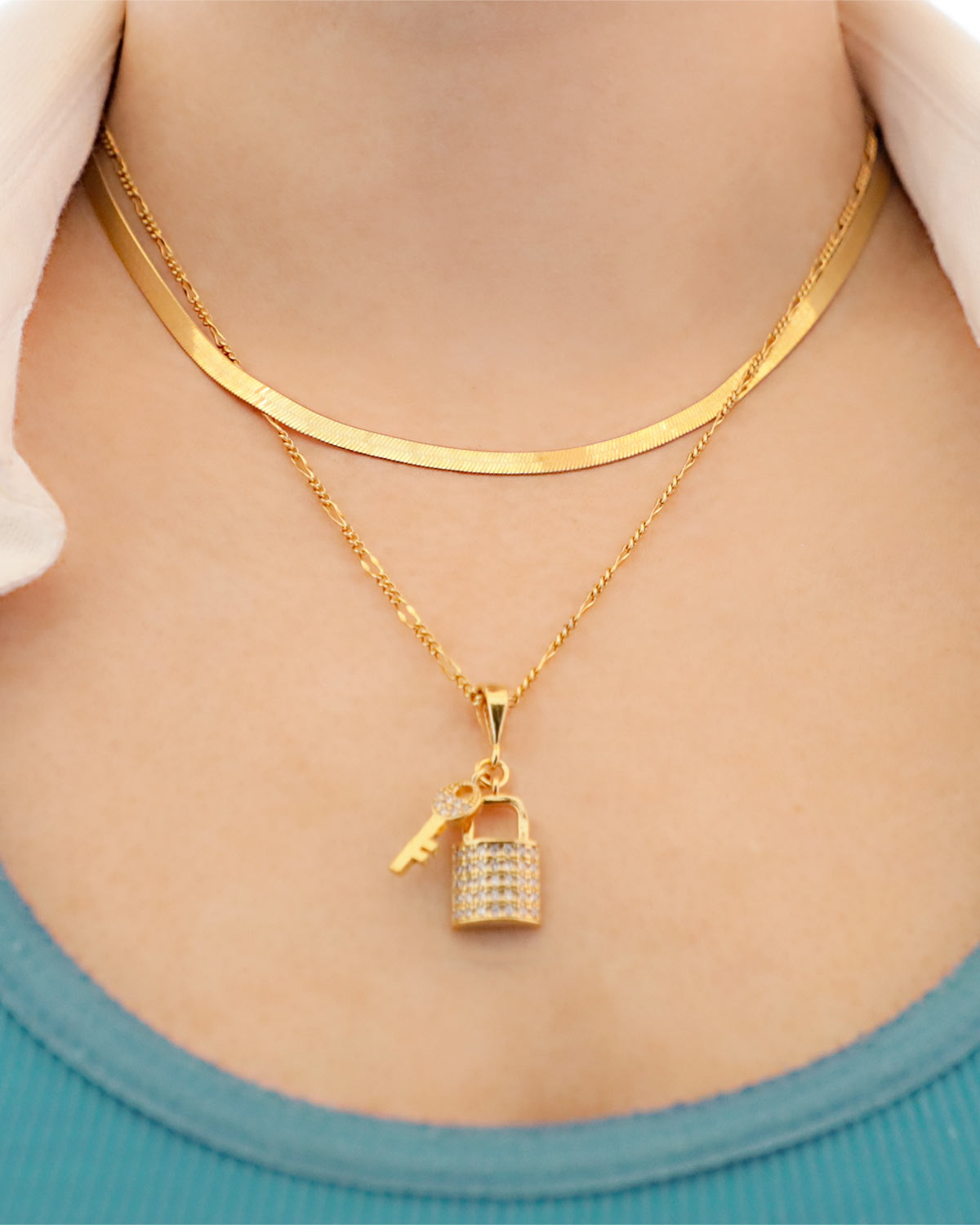 lock necklace gold vermeil 925 silver