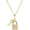 lock necklace gold zirconia 925 silver