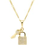 lock necklace gold zirconia 925 silver