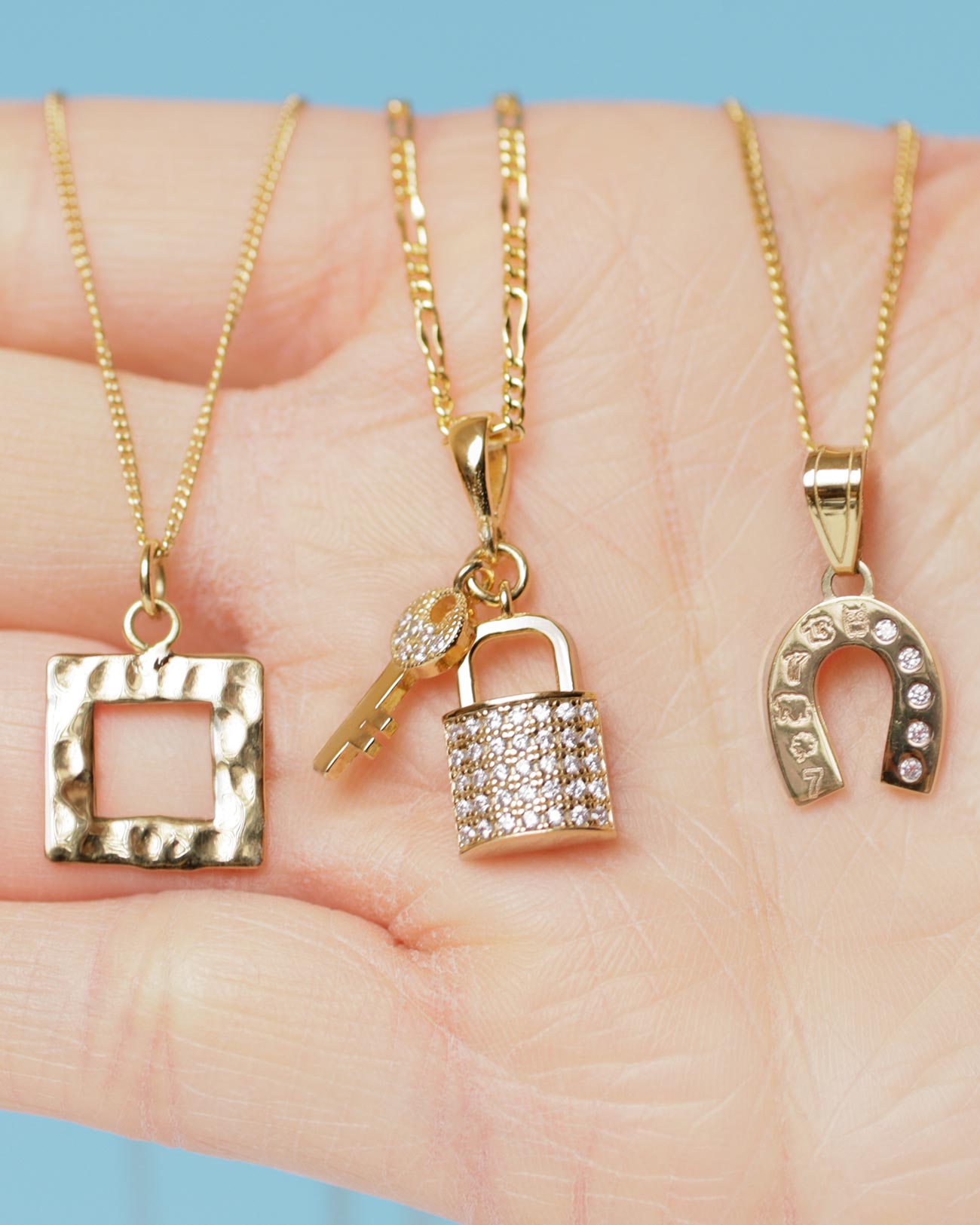 padlock necklace gold plated