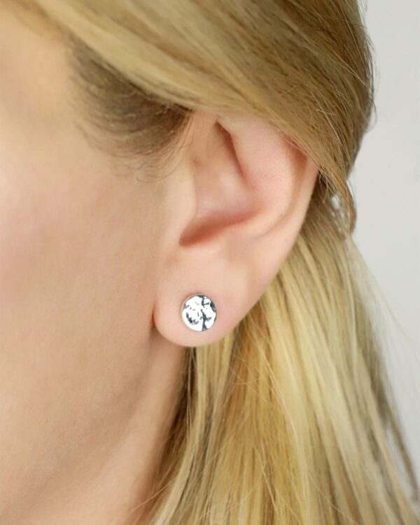 round earrings small hammered 925 sterling silver