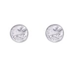 round hammered silver earrings studs 925 sterling