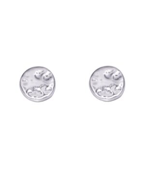 round hammered silver earrings studs 925 sterling