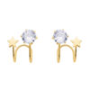 double earrings gold star zirconia