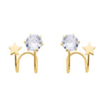 double earrings gold star zirconia