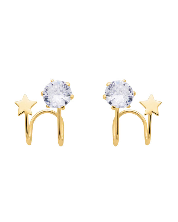 double earrings gold star zirconia