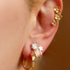 ear crawler double earrings zirconia gold