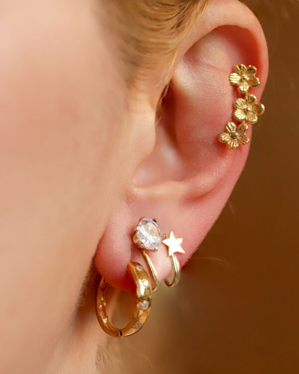 ear crawler double earrings zirconia gold