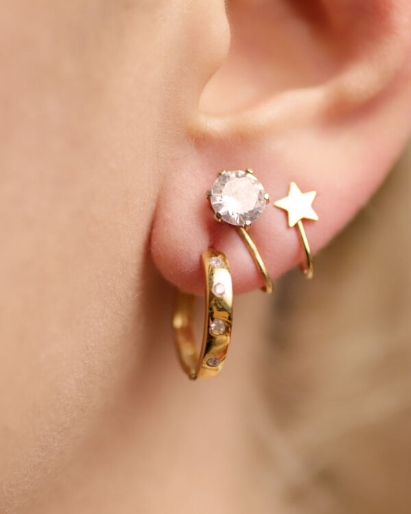 gold ear crawler star earrings