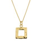 hammered square pendant necklace gold vermeil